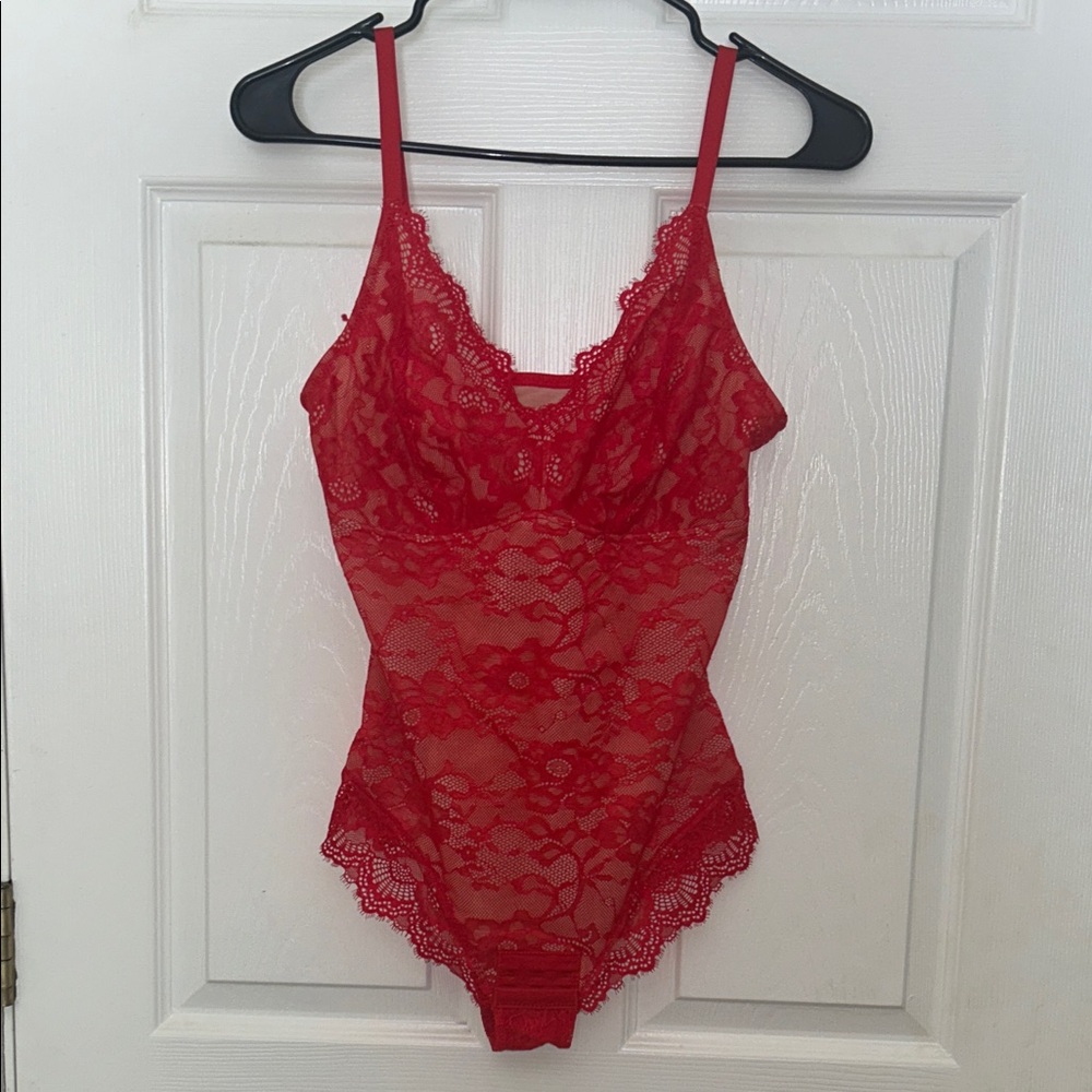 Feelingirl Red Lace Bodysuit